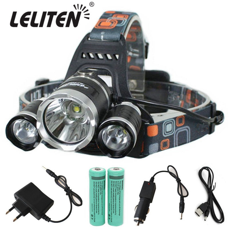 15000Lm XM-T6x3 LED Headlight ZOOM Flashlight Torch Camping Fishing Headlamp lantern Use 2*18650 battery / AC/Car/Usb/ charging